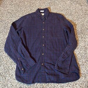 J‎ Crew Brushed Twill Plaid Button Down Shirt Mens Small Slim Fit Red Blue
